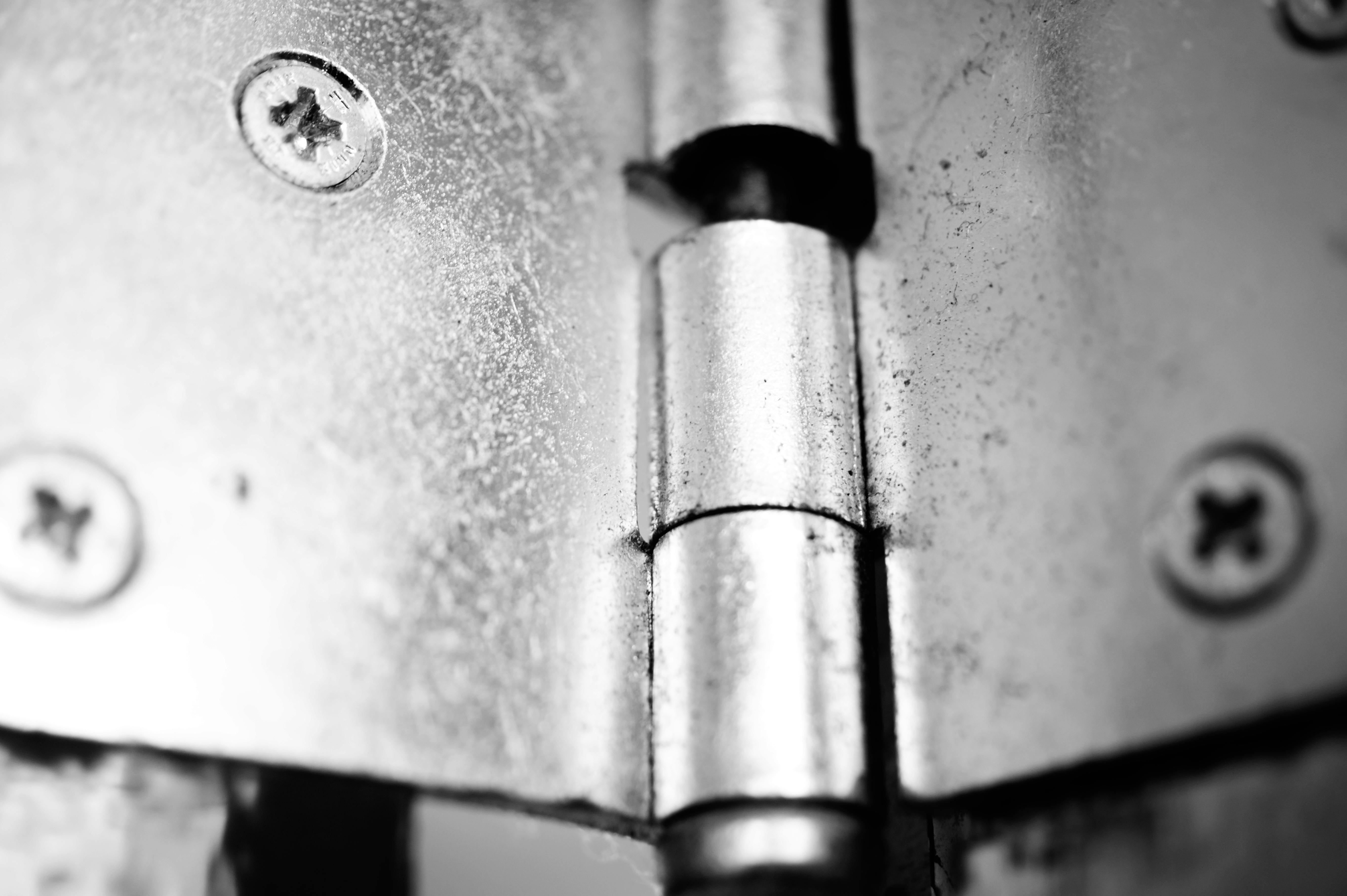 Free stock photo of black and white, door, hinge