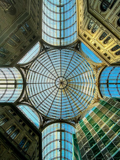 Low Angle Photography of Glass Dome Ceiling