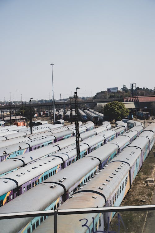 Trains Parked in the Train Depot Area