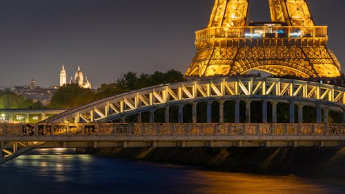 Illuminated Eiffel Tower at Night