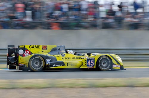 Yellow Race Car on Track