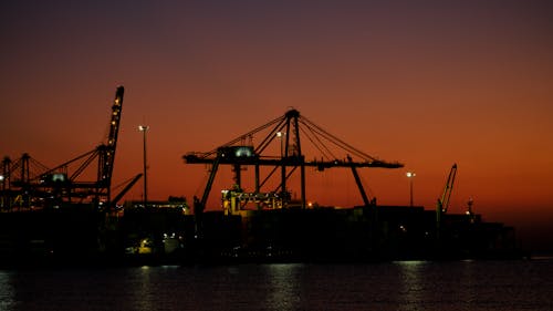 Free sea freight and container port Stock Photo