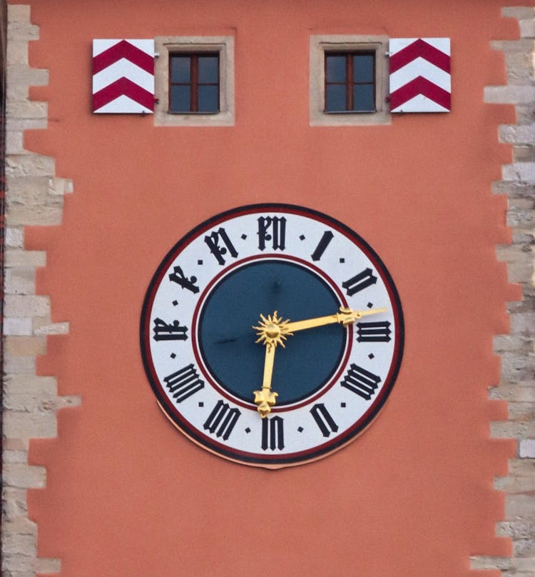 Mounted Clock On A Wall 