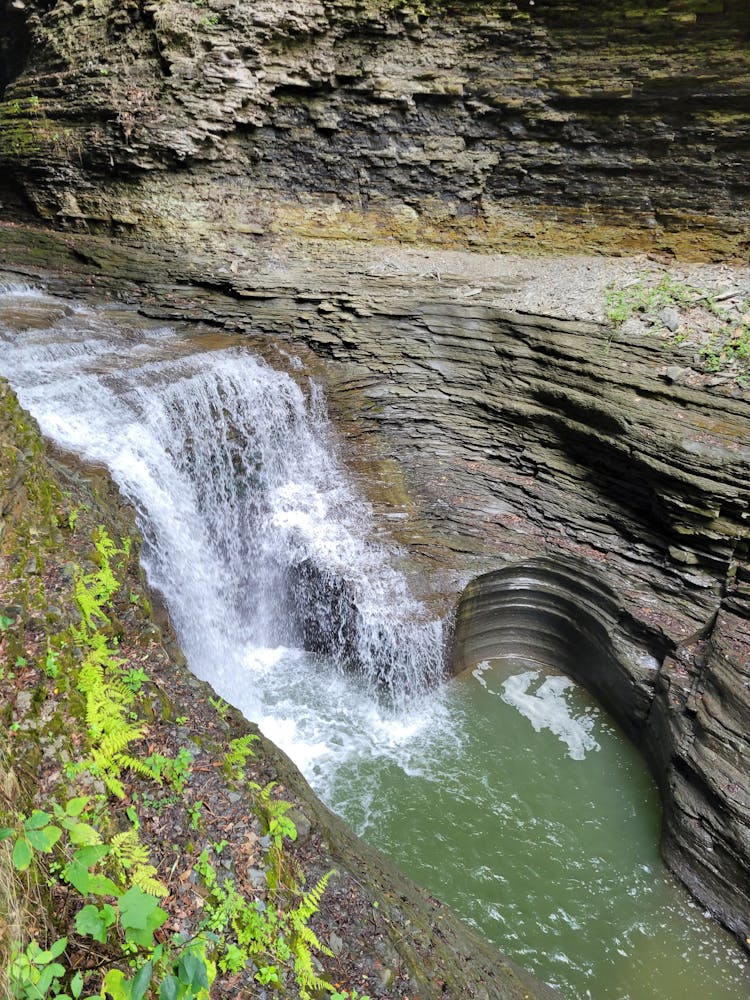 Waterfalls Between Rock Formations 