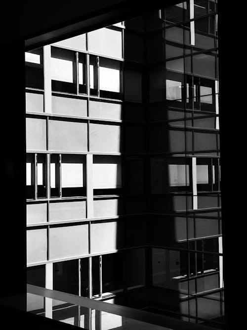 Black and White Photography of Glass Windows