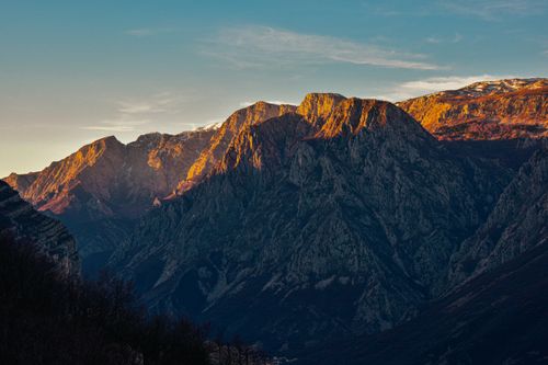 Free Stunning view of sunlit mountains in Bosnia, showcasing nature's beauty during sunset. Stock Photo