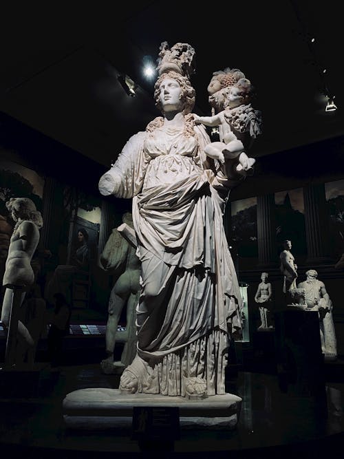 A Sculpture of Tyche in a Museum