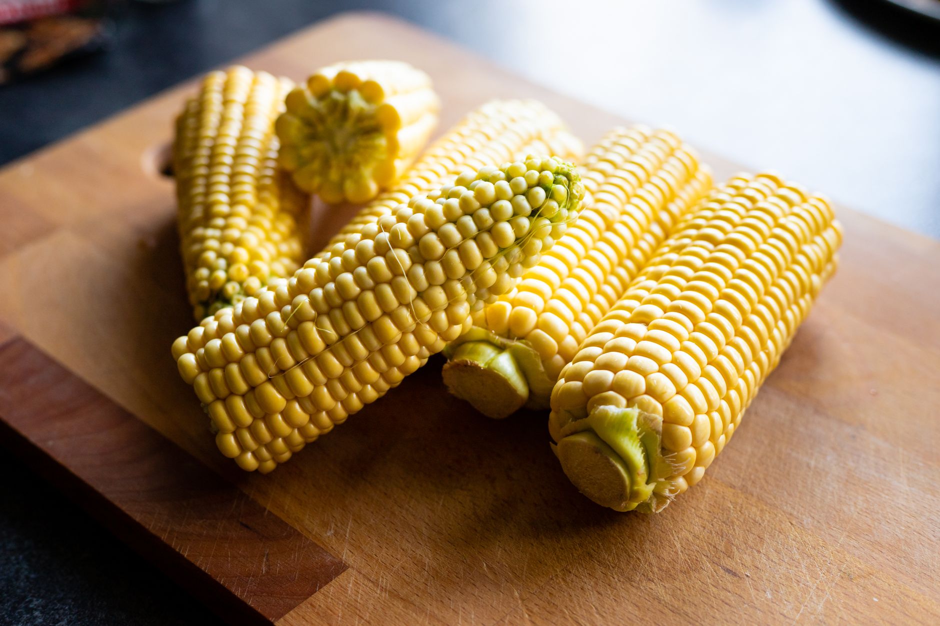 Vacuum sealed corn on the cob ready for freezer storage