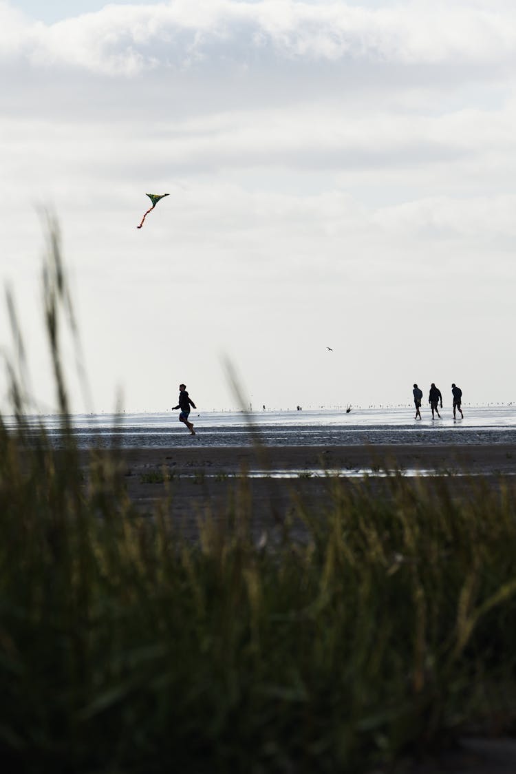 People Running On Beach 