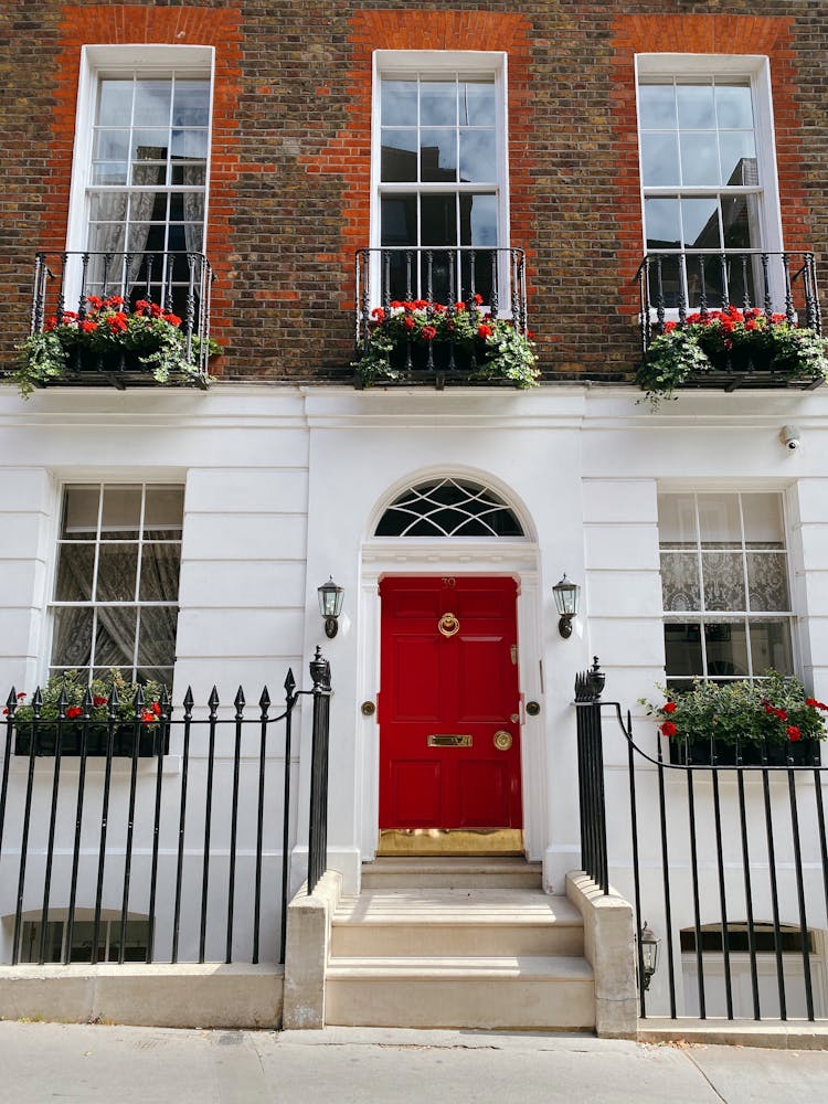 Red Door Of A Residential Property 