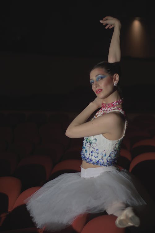 Flexible Ballerina in an Elegant Dress