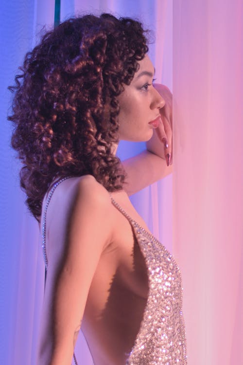 Side View of a Woman with Curly Hair 