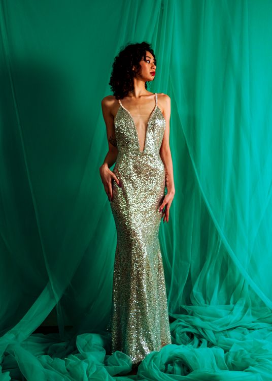 A Woman Wearing Silver Dress · Free Stock Photo