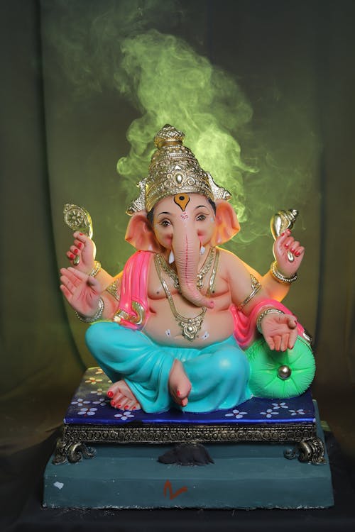 Close-Up Shot of a Sculpture of Ganesha 