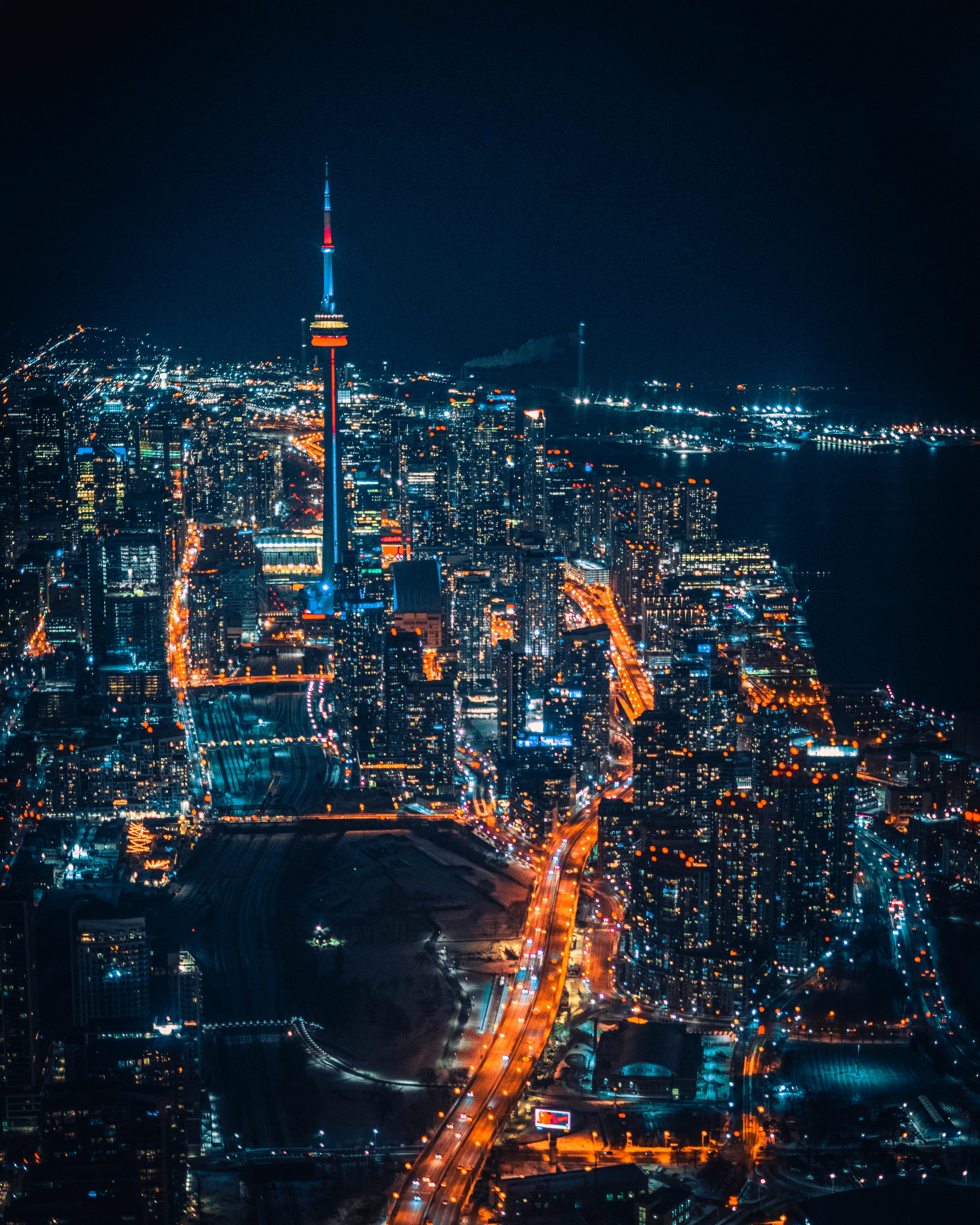 A View of Toronto City at Night  Free Stock Photo