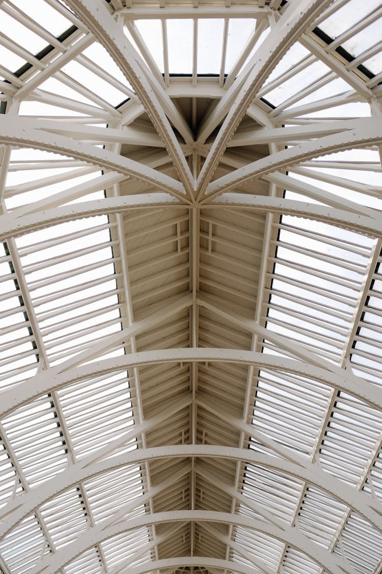 Low Angle Shot Of A Glass Roof Construction 