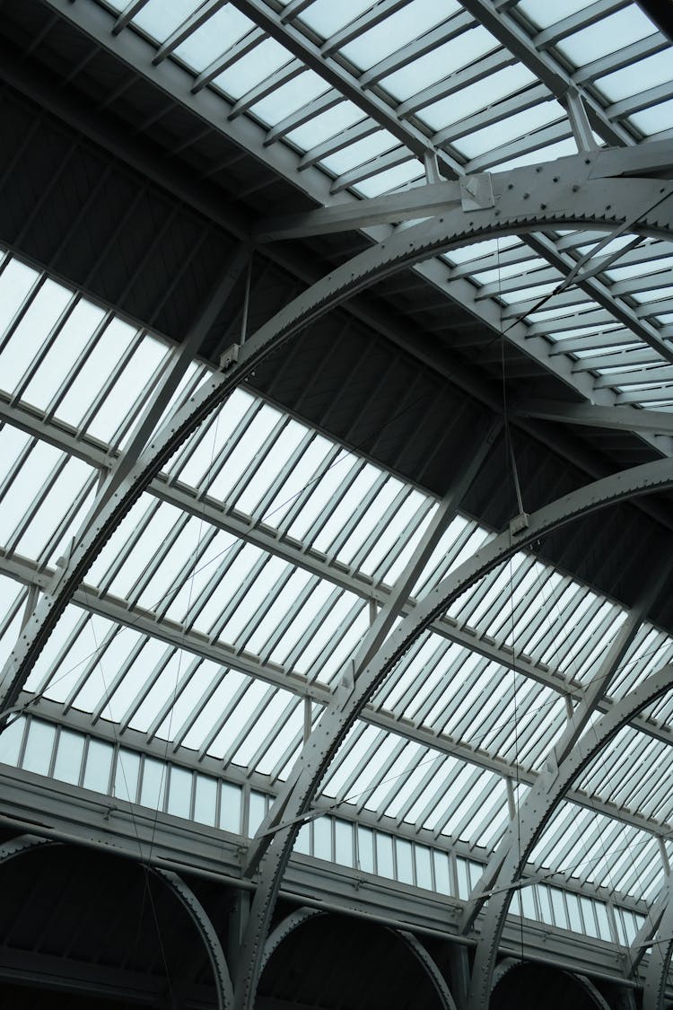 Glass Roof With Steel Beams 