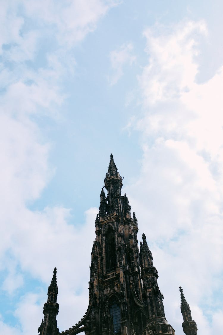 Low Angle Shot Of The Scott Monument In Scotland