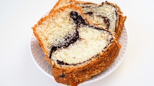 Slices of Cake on Ceramic White Plate