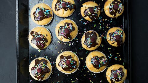 Cupcakes on Black Tray