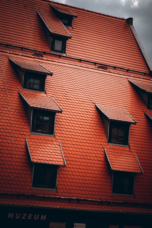 Brown Tile Roof with Windows