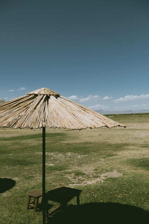 Brown Nipa Hut on Green Grass Field Under the Sky