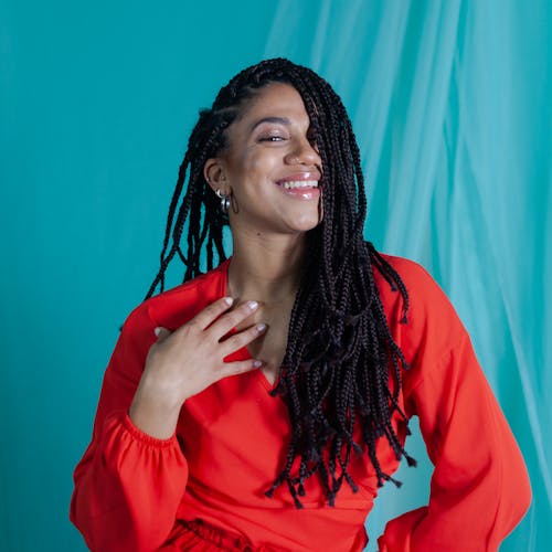 Woman with Braided Hair Smiling