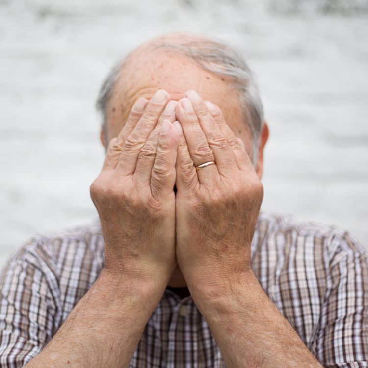 Elderly Man Covering His Face with His Hands · Free Stock Photo