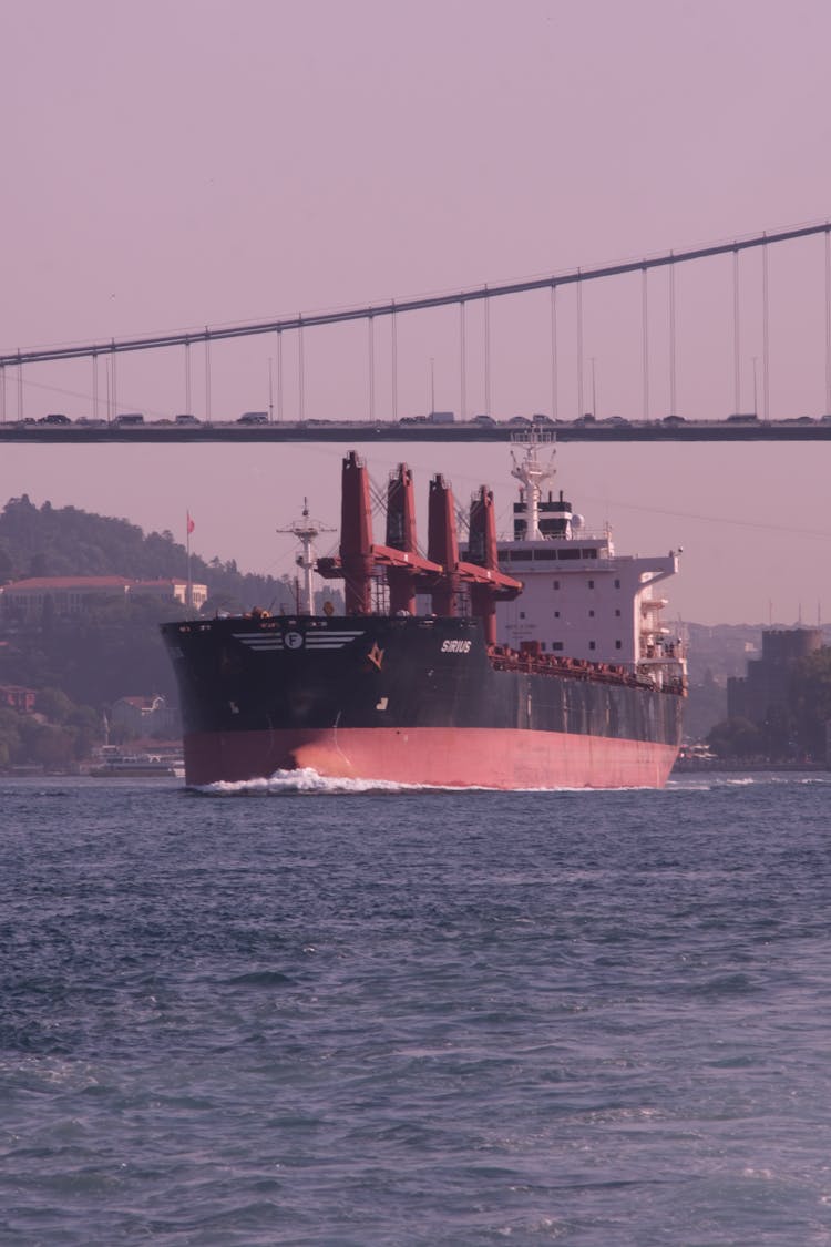 Cargo Ship Cruising The Sea