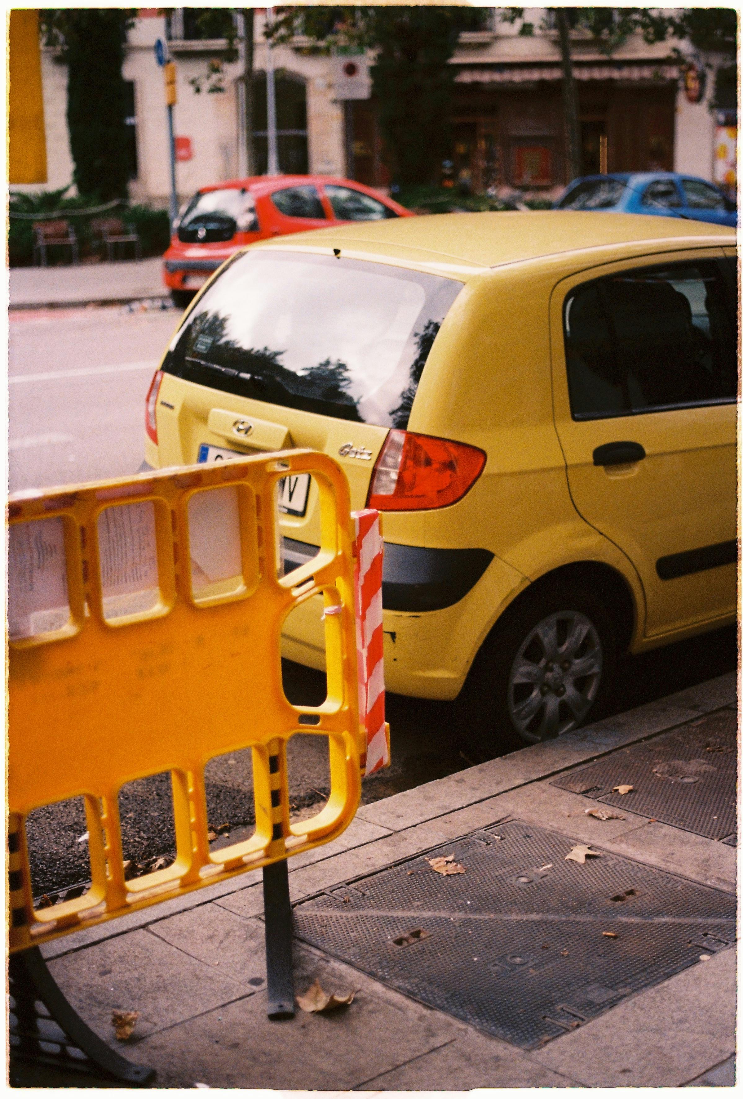 yellow van on the road