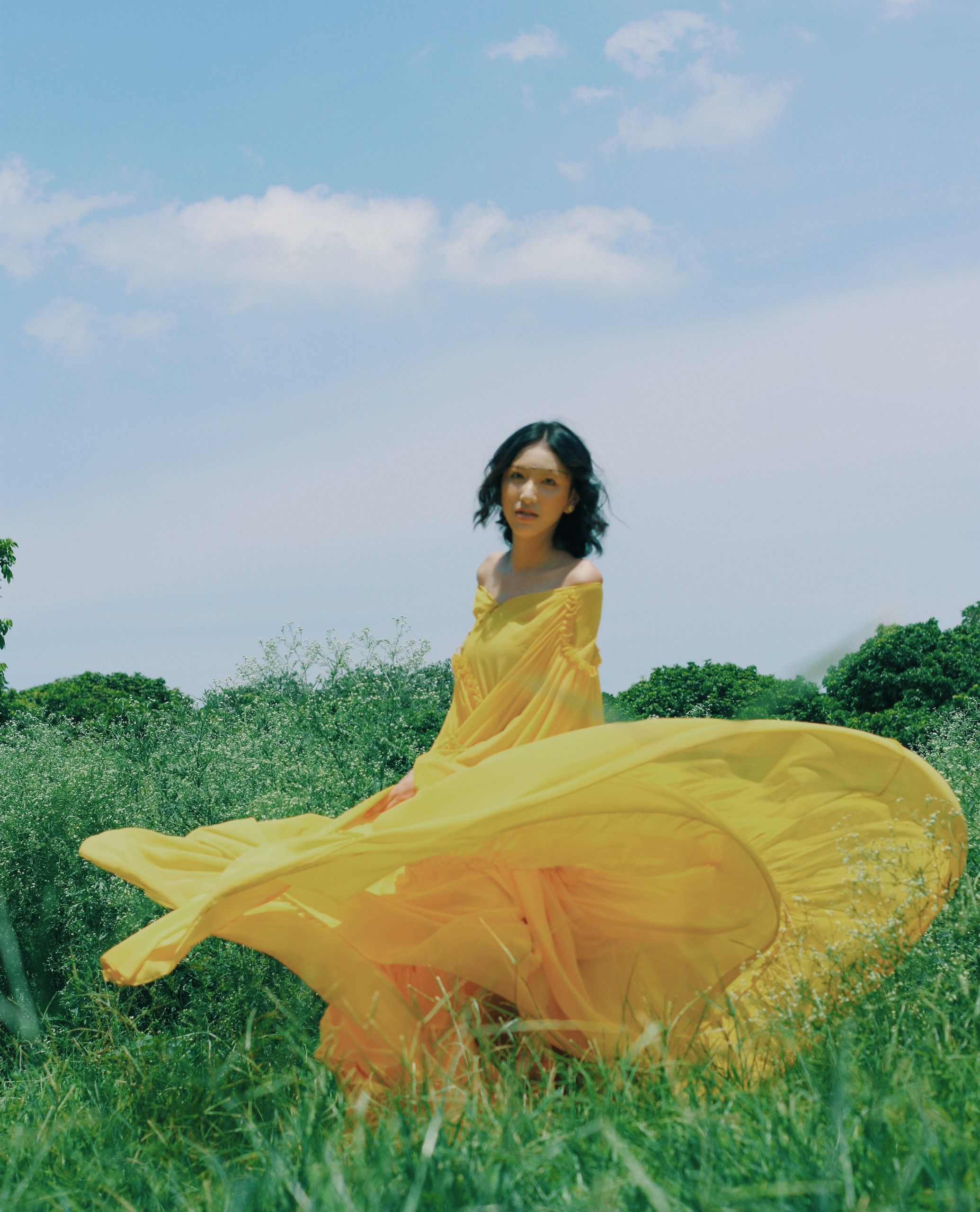 A Woman in a Yellow Dress  Free Stock Photo