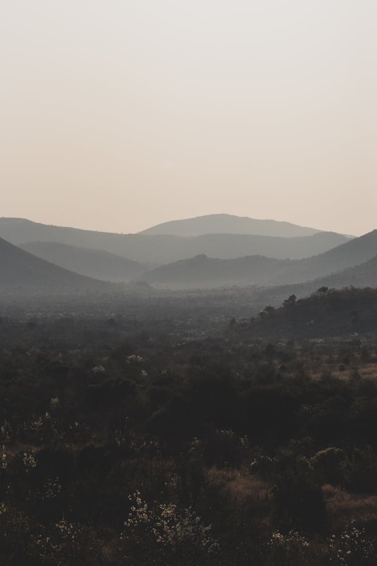 Mountains And Valleys At Dusk 