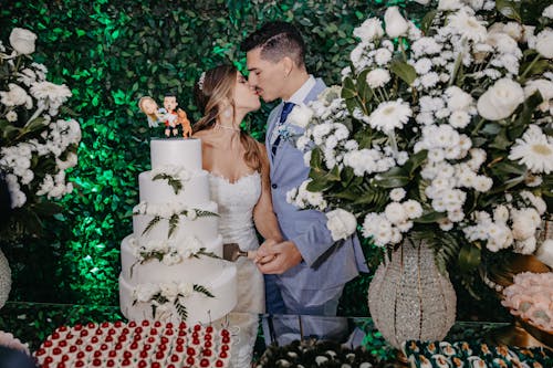 A Newlywed Couple Kissing