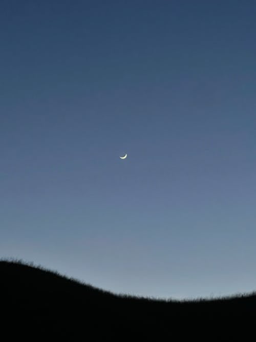 Free A Crescent Moon in the Sky  Stock Photo