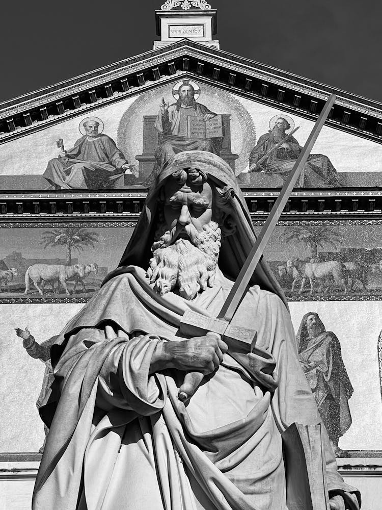 Monument Of Saint Paul In Black And White 