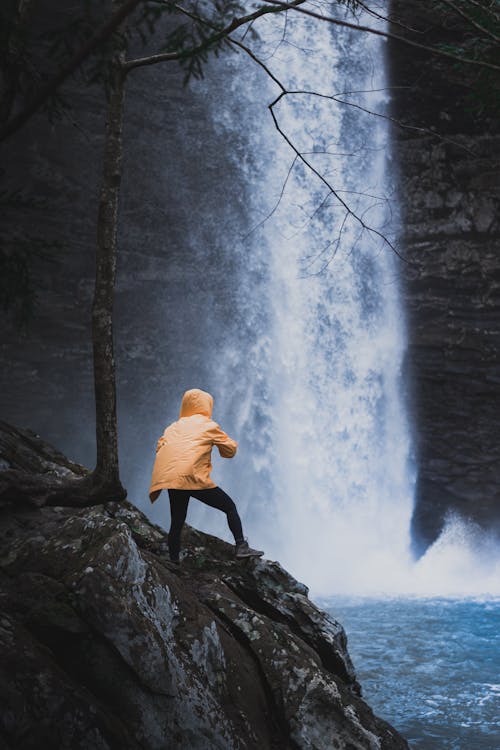 Man in Front of a Waterfall 