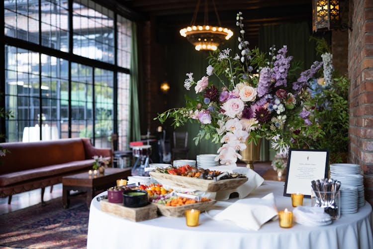 Reception Or Event Table With Food And Design