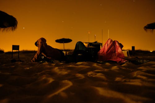 Free stock photo of beach, early morning, parasol