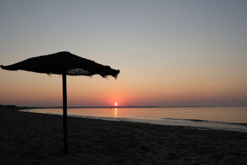 Free stock photo of beach, early morning, parasol