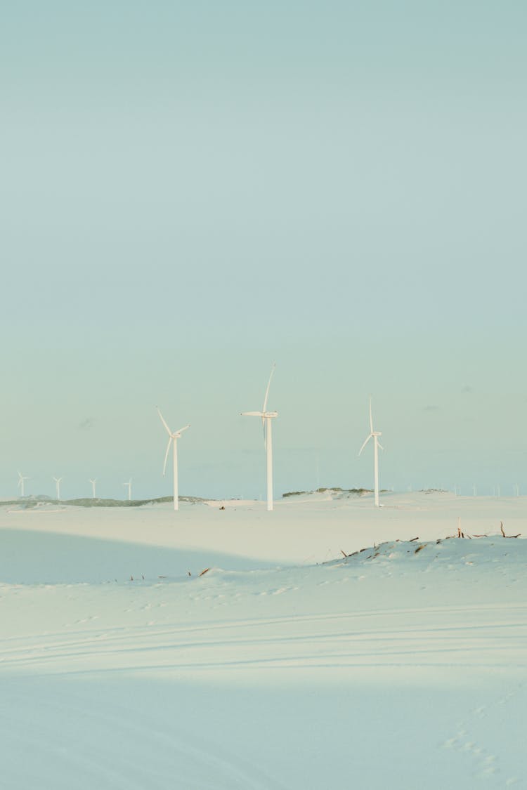 Wind Turbines On Beach