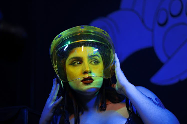 A Woman Wearing A Helmet