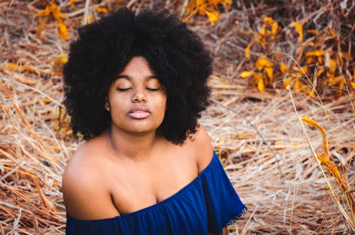 Free Woman in Blue Off-shoulder Top Stock Photo