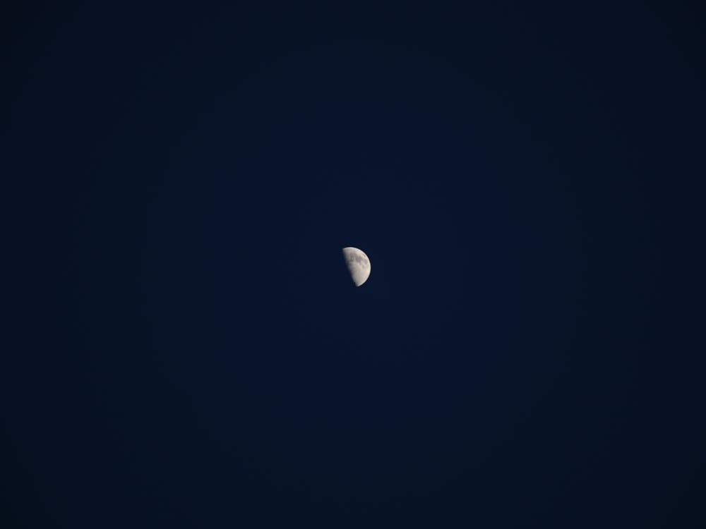 달 사진, 반달, 밤하늘의 무료 스톡 사진