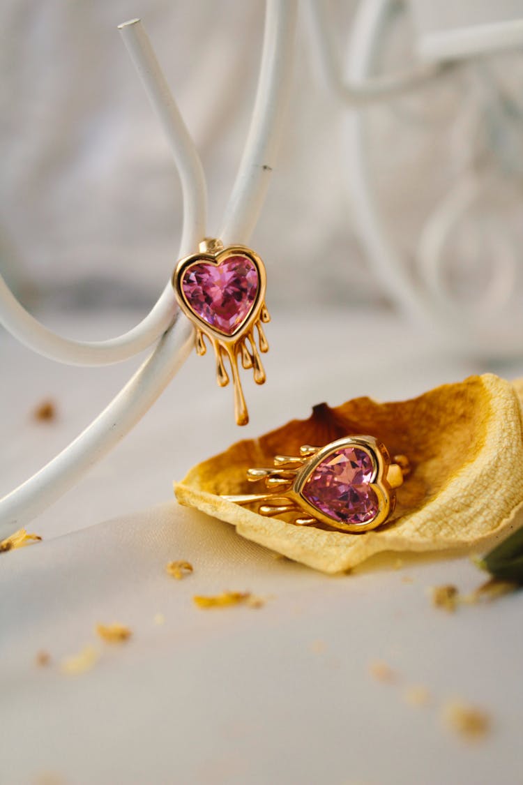 Heart Shaped Golden Earrings