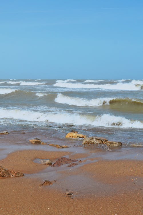 Sea Waves Crashing on Seashore