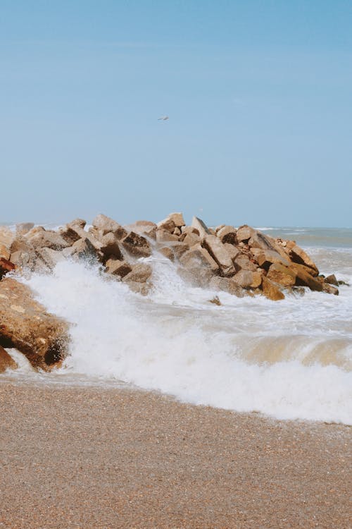 Brown Rocks on Seashore