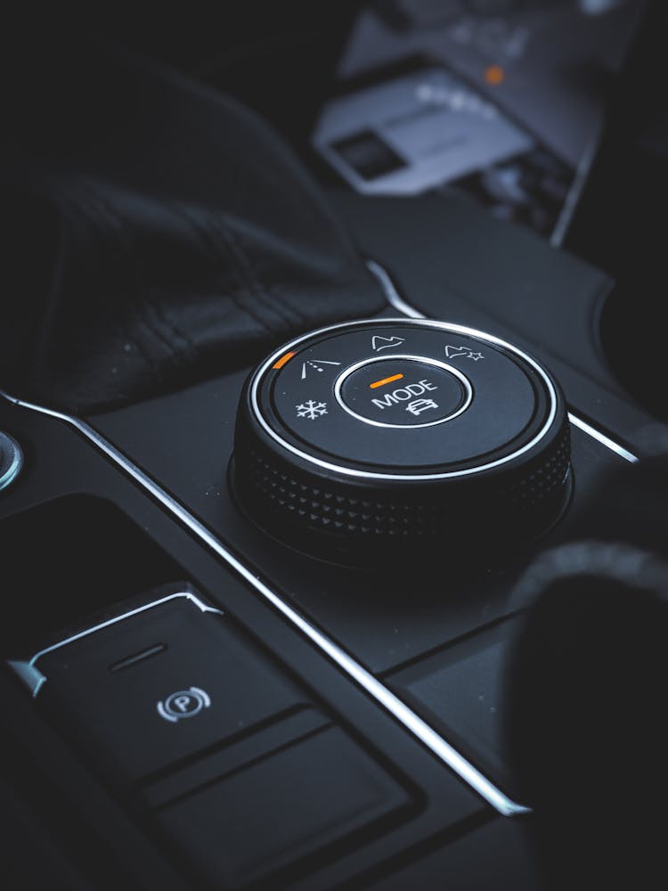 Black Control Knob Inside A Car