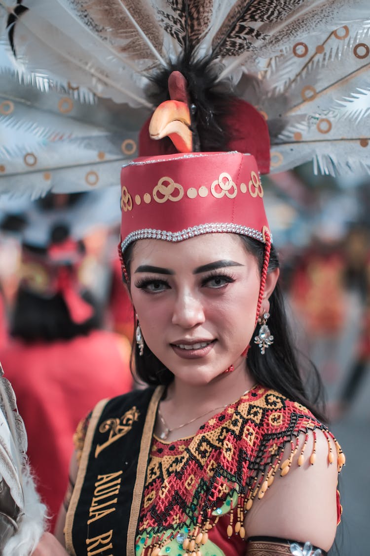 Woman In Red And Yellow Costume