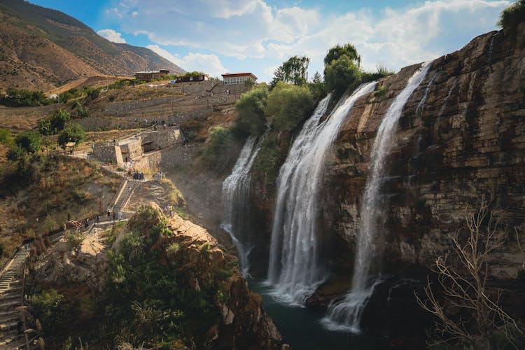 Waterfalls On Rock On Hills