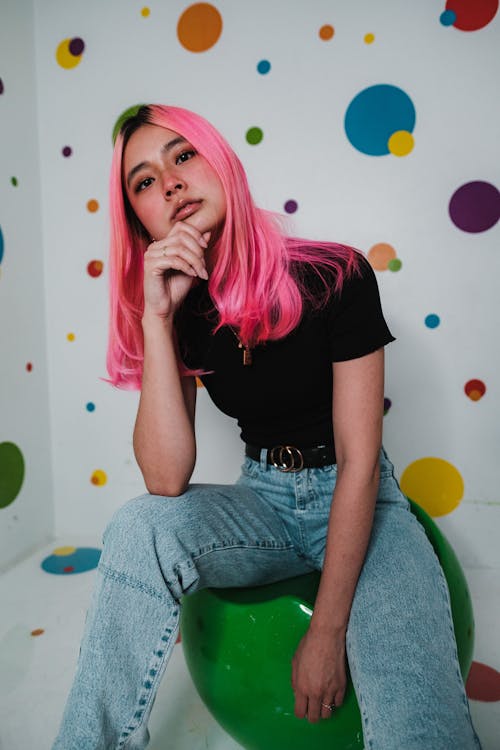 Young Woman with Dyed Pink Hair 